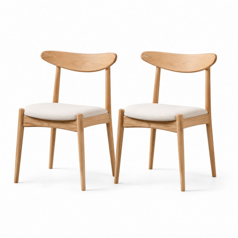 Lot de 2 chaises en bois de chêne avec assise en tissu-salonclarion