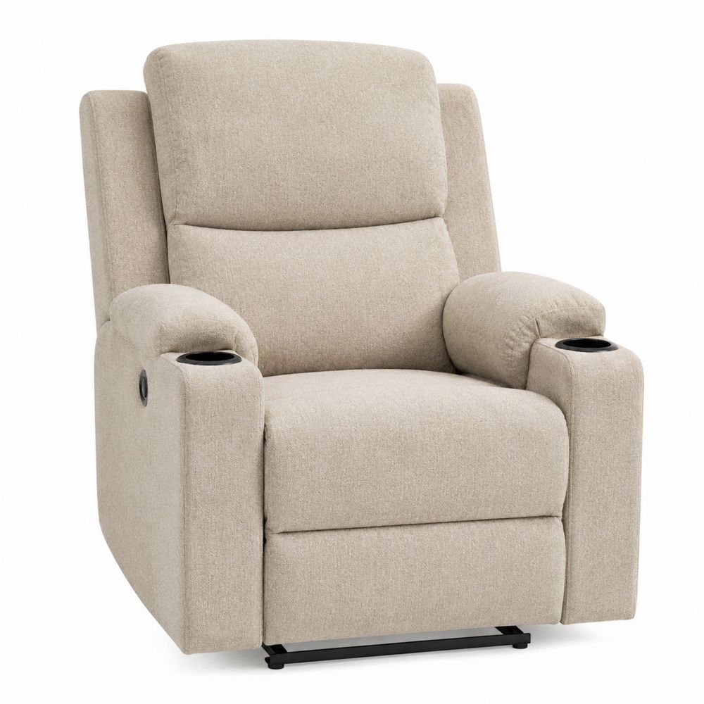 Fauteuil inclinable en tissu avec porte-gobelets-salonclarion