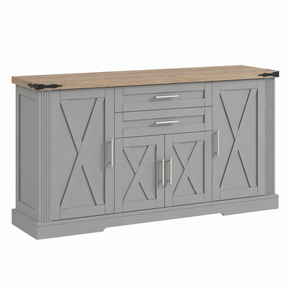 Buffet en Bois avec Portes et Tiroirs Gris-salonclarion