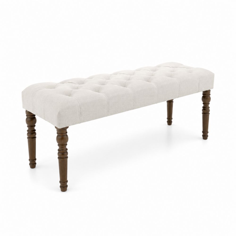 Banc en tissu avec pieds en bois 120x40x45 cm Beige-salonclarion