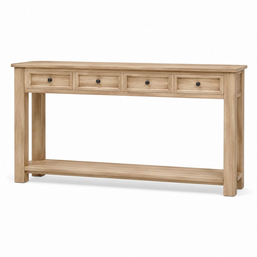 Console d'entrée en bois 4 tiroirs 120x30x80 cm-salonclarion