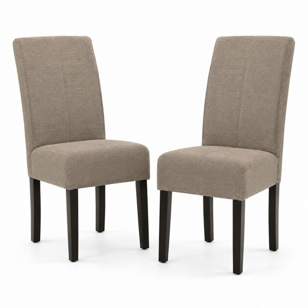 Lot de 2 chaises en tissu avec pieds en bois, Marron/Noir-salonclarion