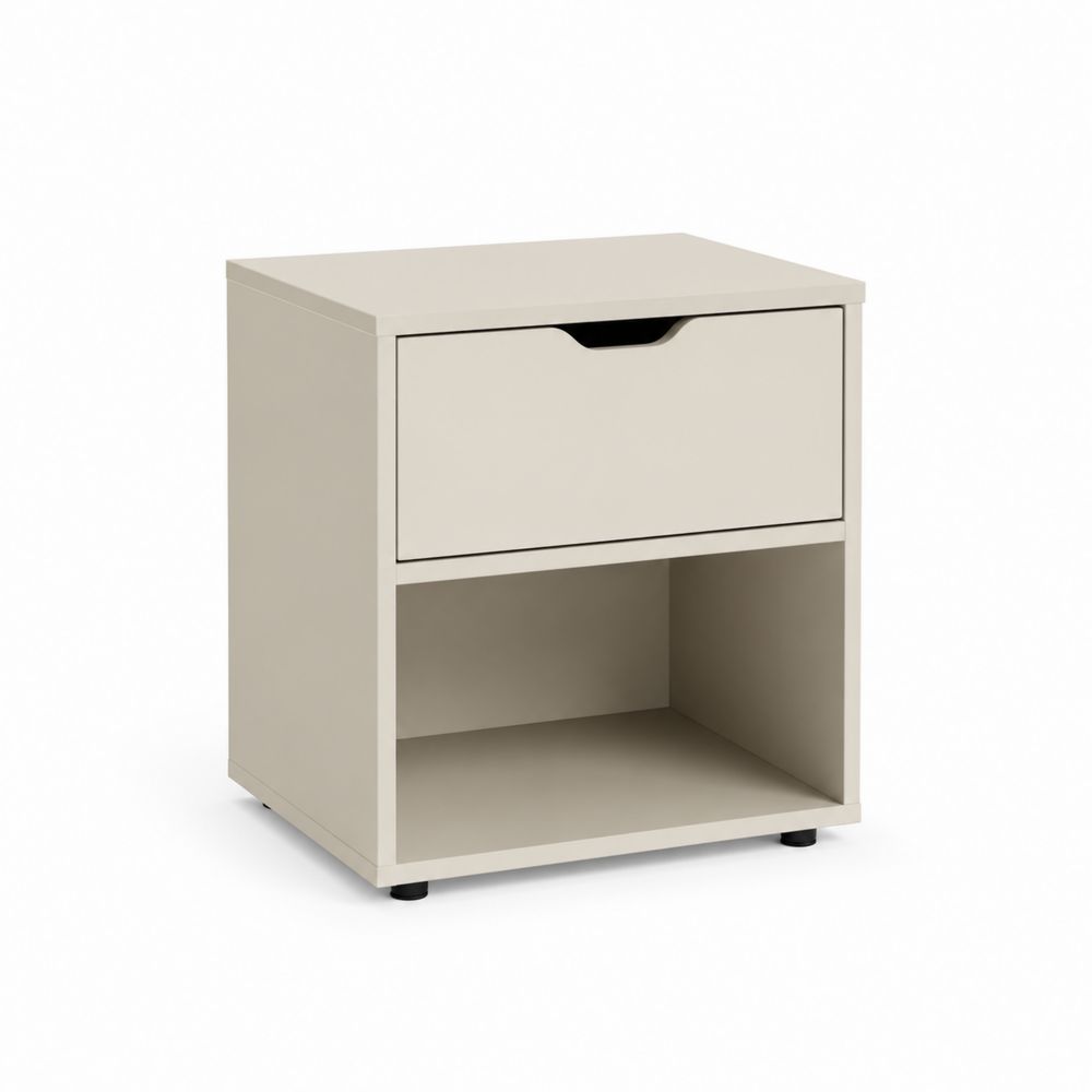 Table de chevet en bois avec tiroir et étagère ouverte Beige-salonclarion