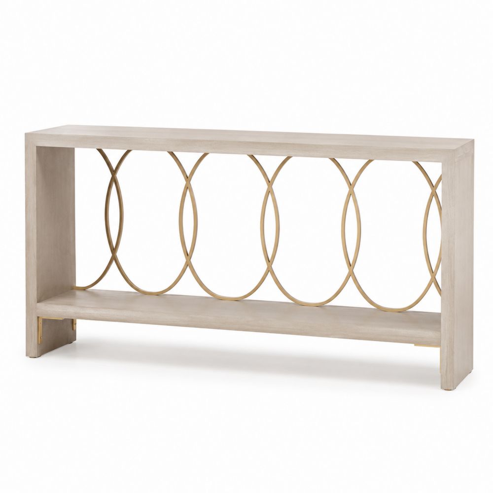 Table d'entrée en bois d'acacia et métal doré H80 x L120 x P30 cm-salonclarion