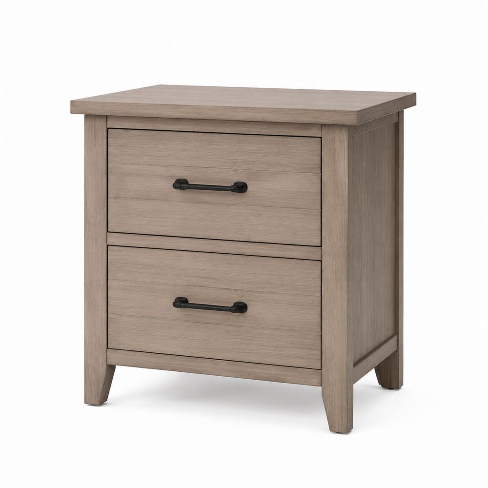 Table de Chevet en Bois de Chêne avec 2 Tiroirs-salonclarion