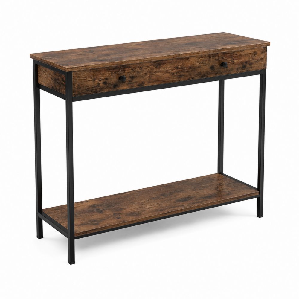 Console en bois et métal noir 102x35x80cm-Bellecourspace