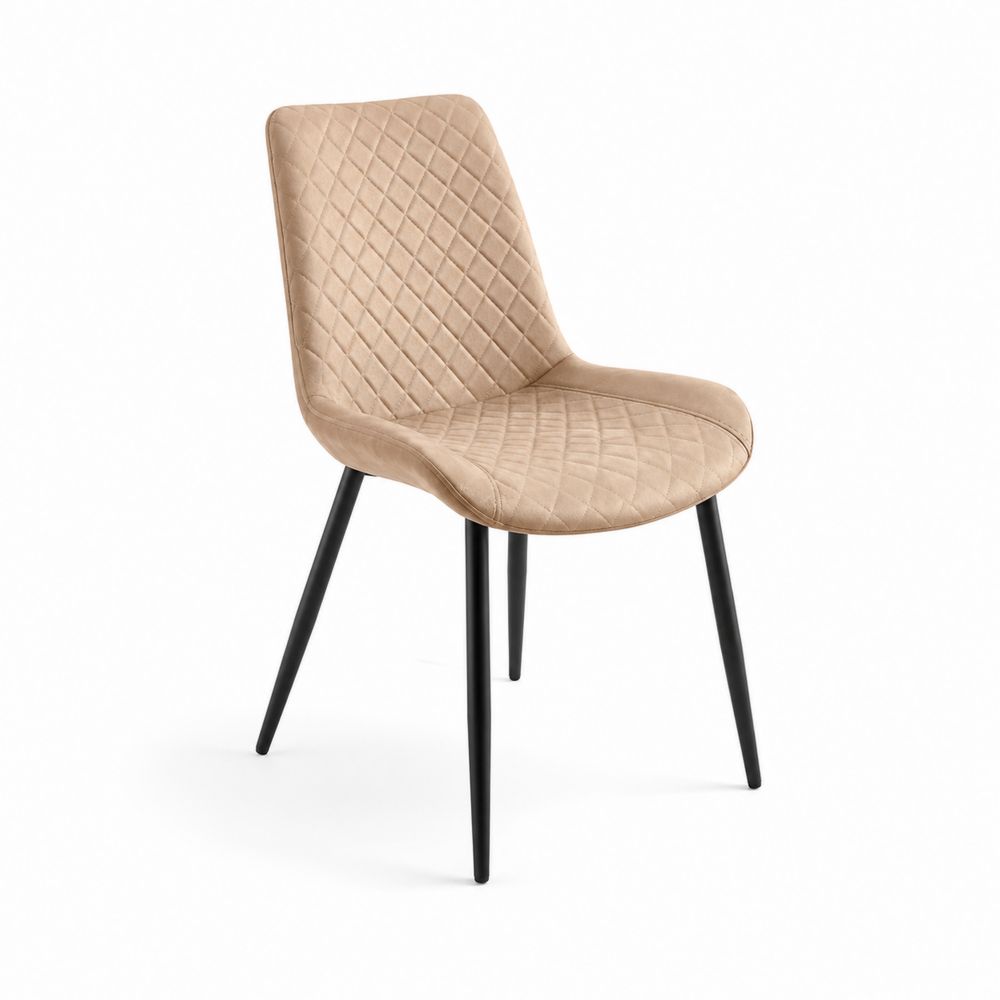 Chaise en Tissu Microfibre Beige avec Pieds Métalliques Noirs-Bellecourspace