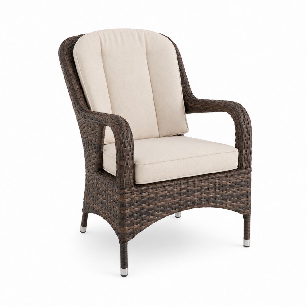 Chaise de patio en rotin avec coussin en polyester-Bellecourspace