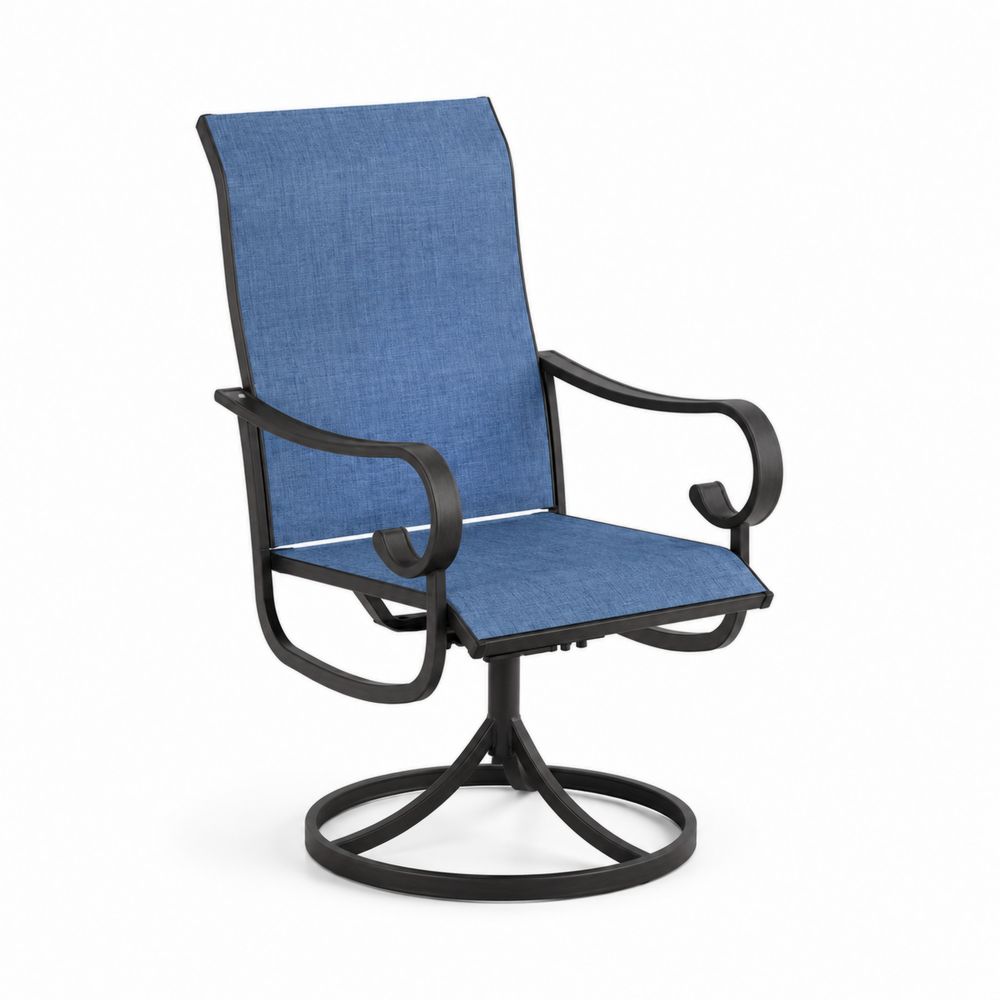 Chaise pivotante en métal et tissu polyester Bleu-Bellecourspace