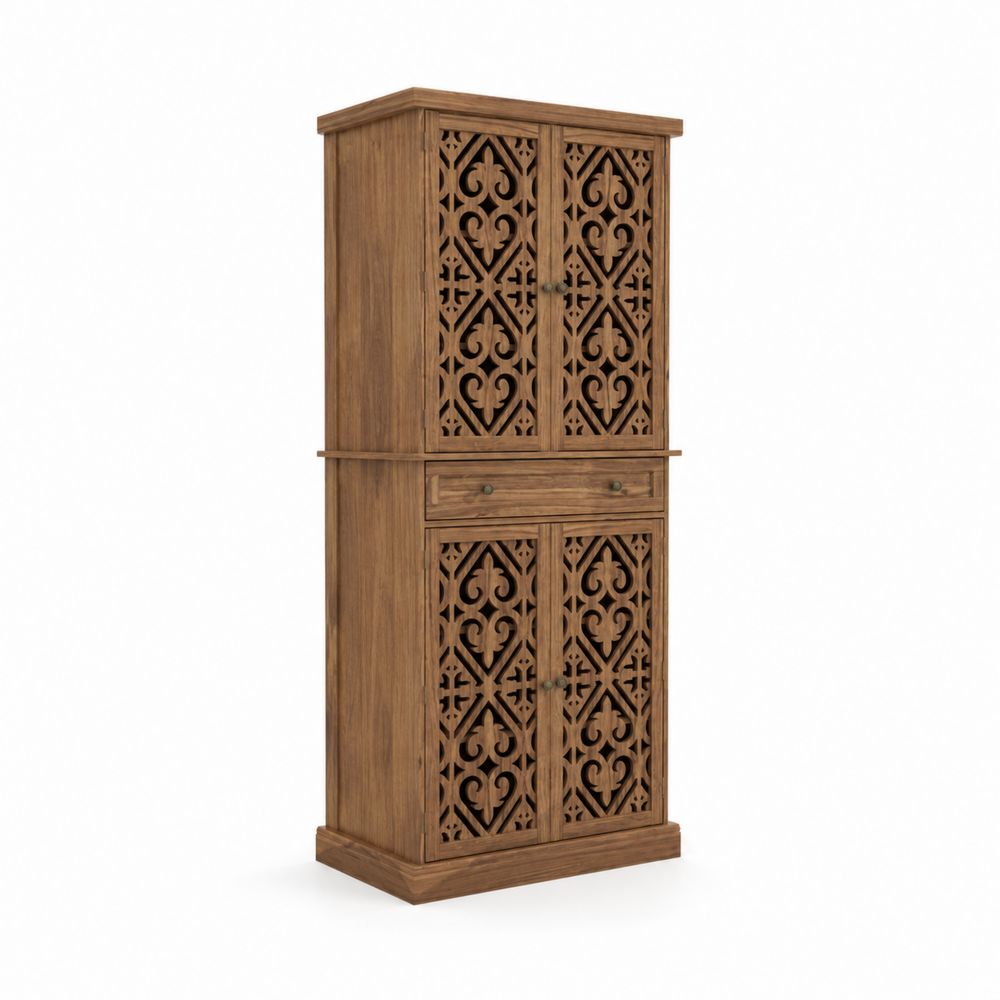 Armoire en bois avec motifs sculptés 200x80x40 cm-Bellecourspace