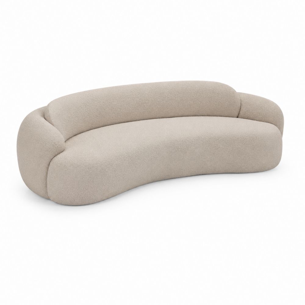 Canapé courbé 3 places tissu bouclé Beige-Bellecourspace
