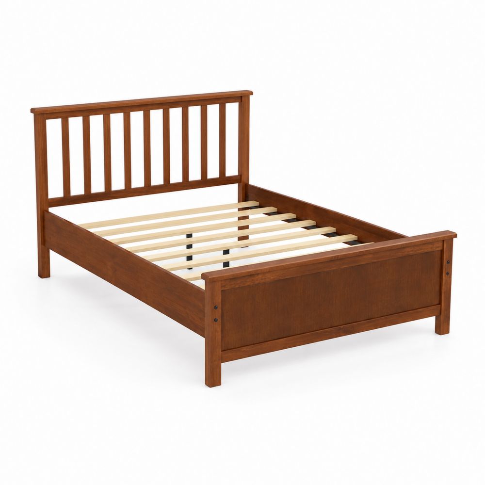 Lit en bois massif de pin marron 200x140 cm-Bellecourspace