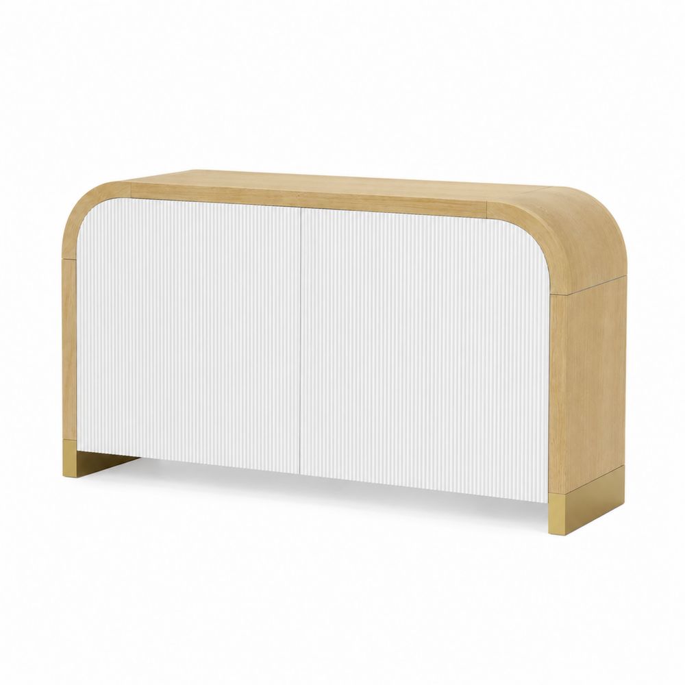 Buffet en bois et métal finition chêne et blanc-Bellecourspace