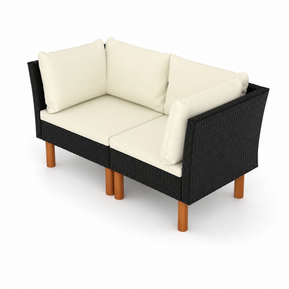 Canapé modulaire en rotin avec coussins en polyester-Bellecourspace