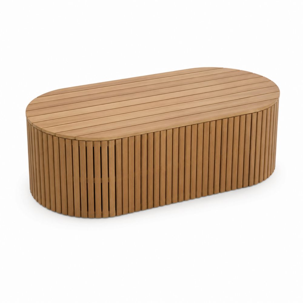 Table basse ovale en bois teck pour extérieur 120 x 60 x 40 cm-Bellecourspace