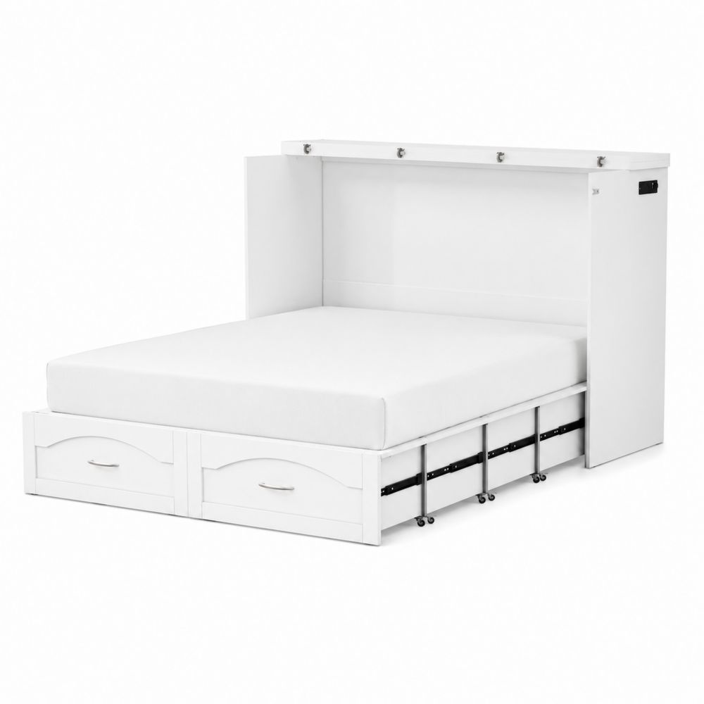 Lit escamotable bois avec tiroirs Blanc 200x160 cm-Bellecourspace