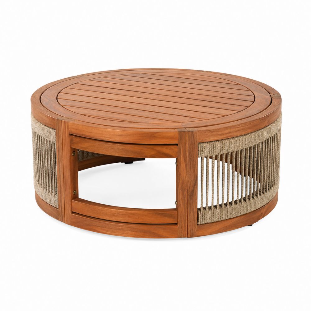 Table Basse Ronde en Teck et Corde-Bellecourspace