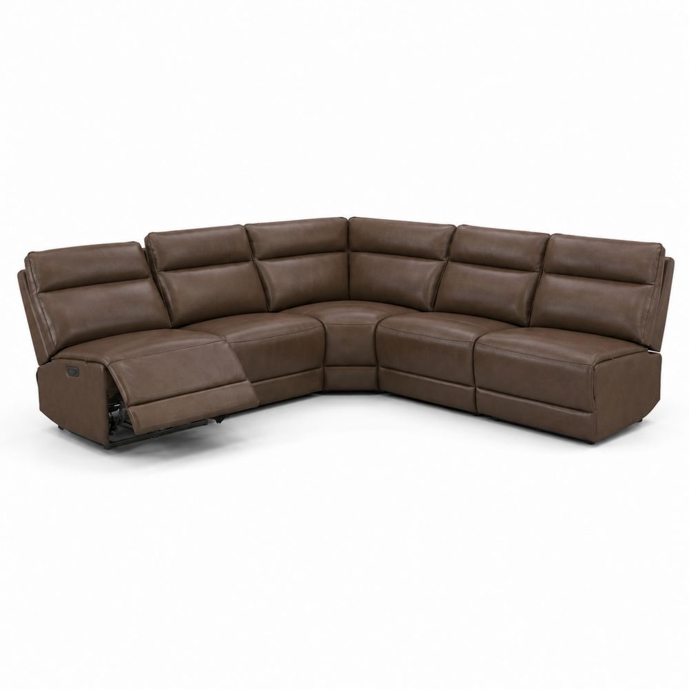 Canapé d'angle en cuir synthétique marron avec siège inclinable-Bellecourspace
