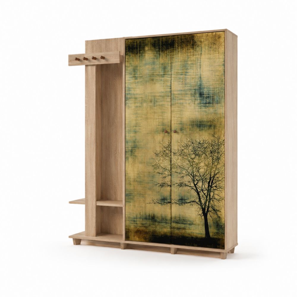 Armoire en Bois avec Motif Arbre 120cm x 40cm x 180cm-Bellecourspace