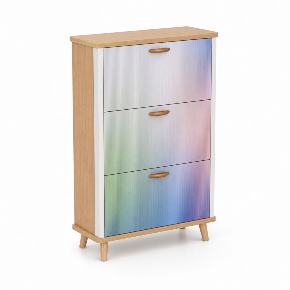 Meuble à chaussures en bois à trois tiroirs multicolore-Bellecourspace