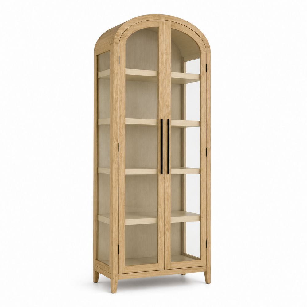 Bibliothèque en chêne avec étagères et portes en verre trempé-Bellecourspace