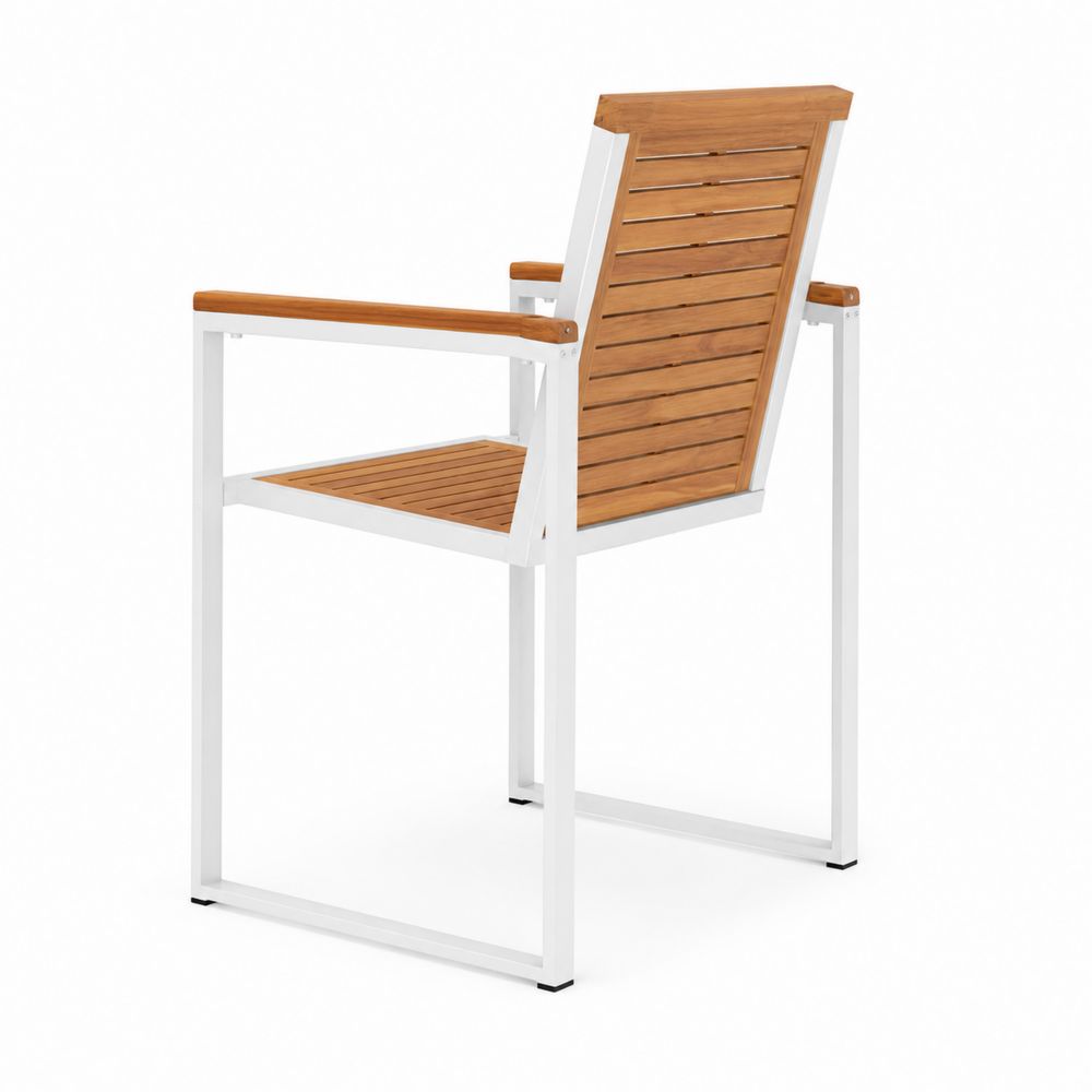 Fauteuil de jardin en bois et aluminium blanc-Bellecourspace