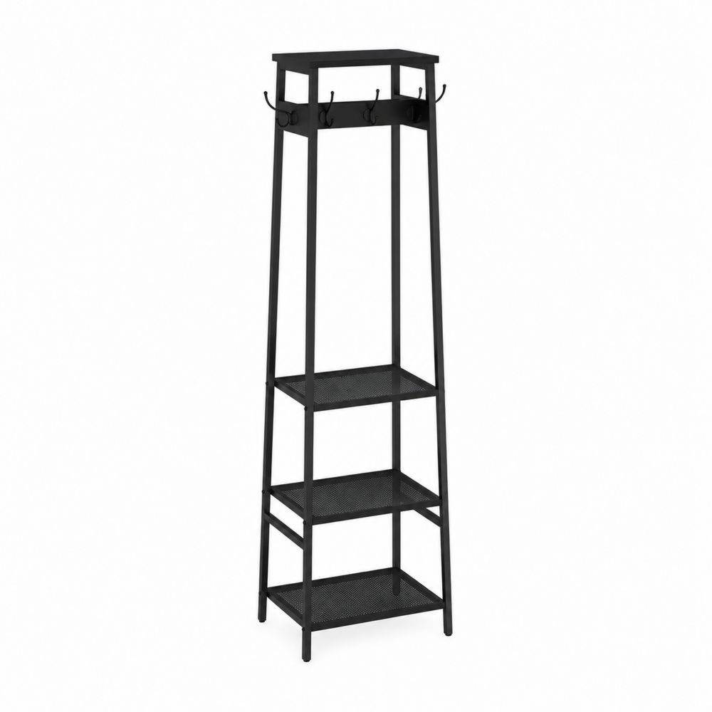 Portemanteau en Métal Noir avec Étagères H160cm-Bellecourspace
