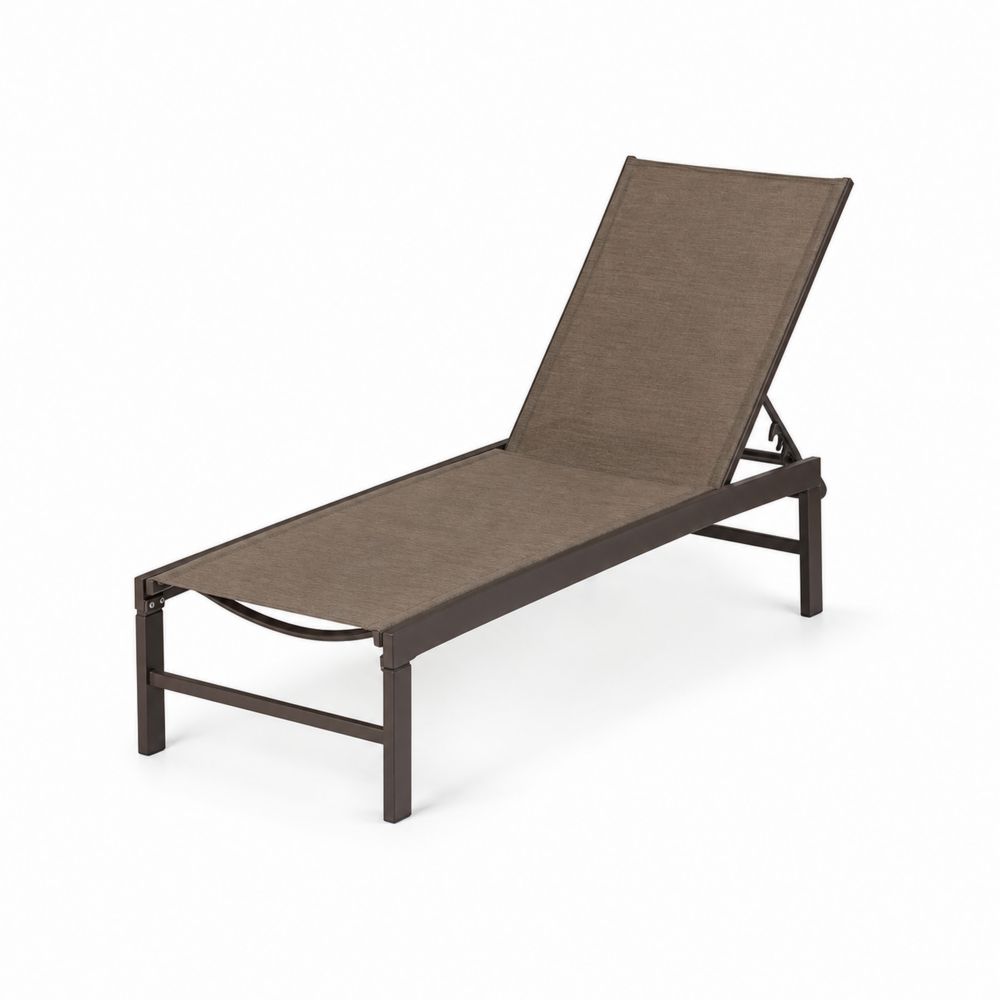 Chaise Longue d'Extérieur en Aluminium et Tissu Brun Réglable-Novpitor