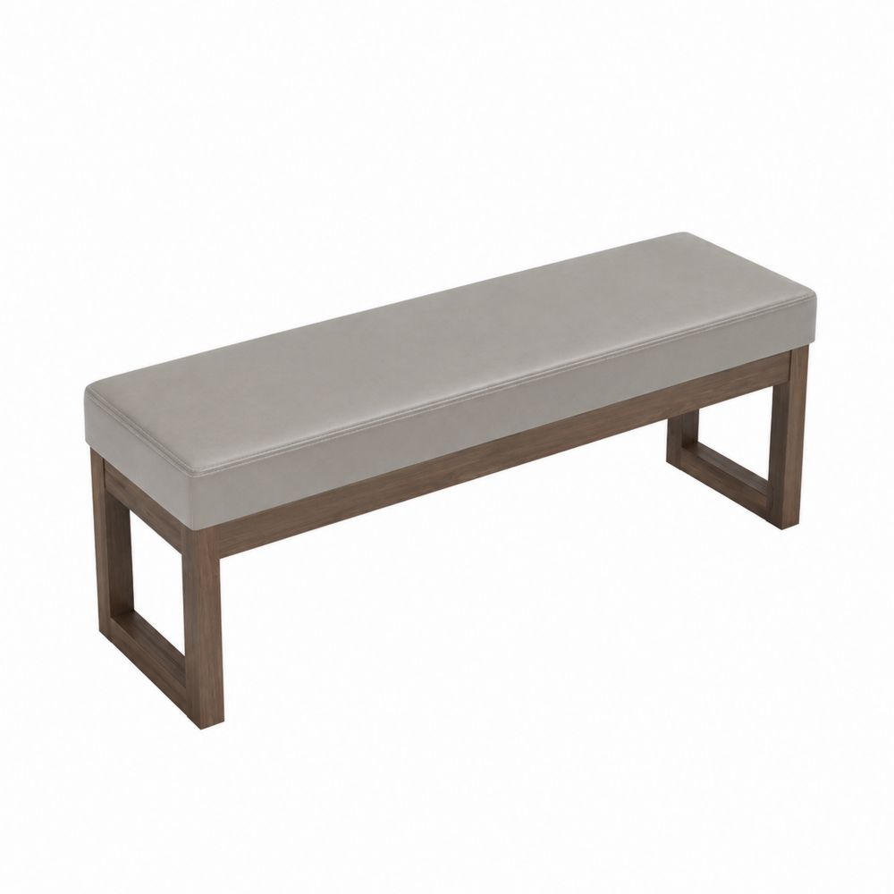Banc rectangulaire en bois et simili cuir gris-Novpitor