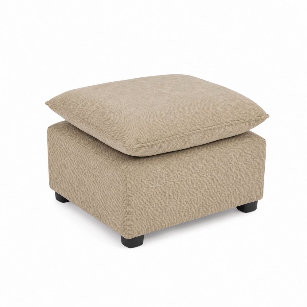 Repose-pieds en tissu Beige et coussin-Novpitor