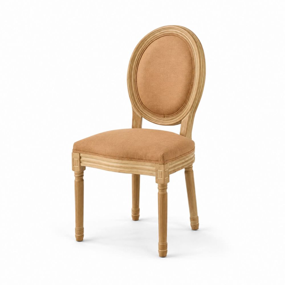 Chaise en chêne avec assise en lin-Novpitor