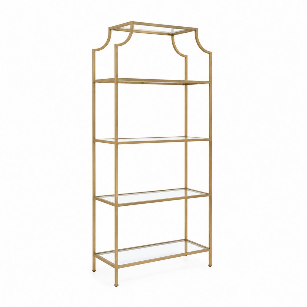 Étagère en Métal Doré et Verre Trempé 200 cm-Novpitor