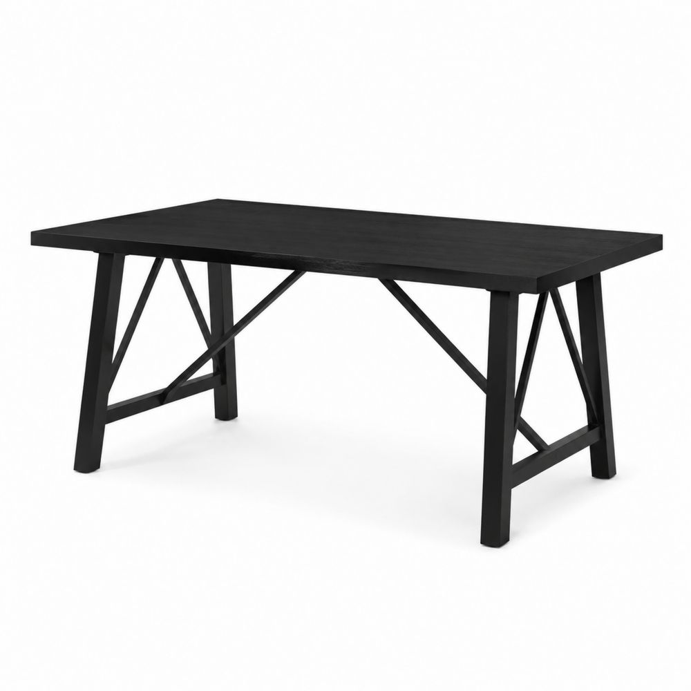 Table à manger rectangulaire 160x90 cm en bois noir-Novpitor