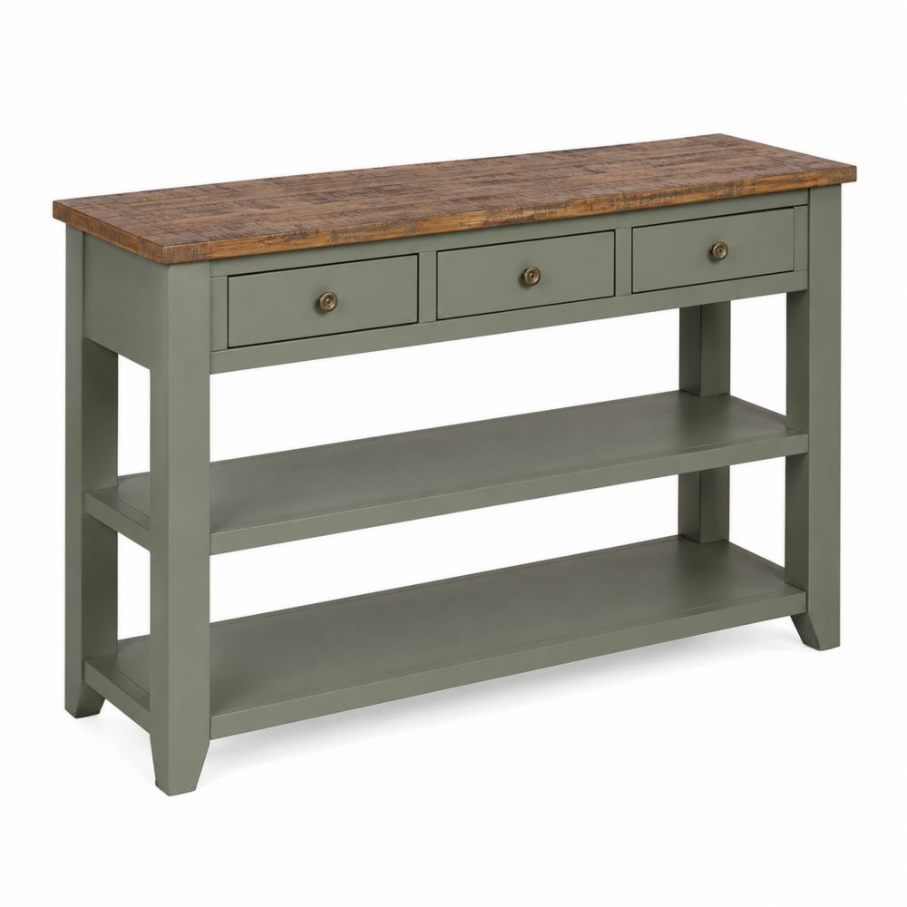 Console en Bois avec Étagères et Tiroirs Vert-Novpitor