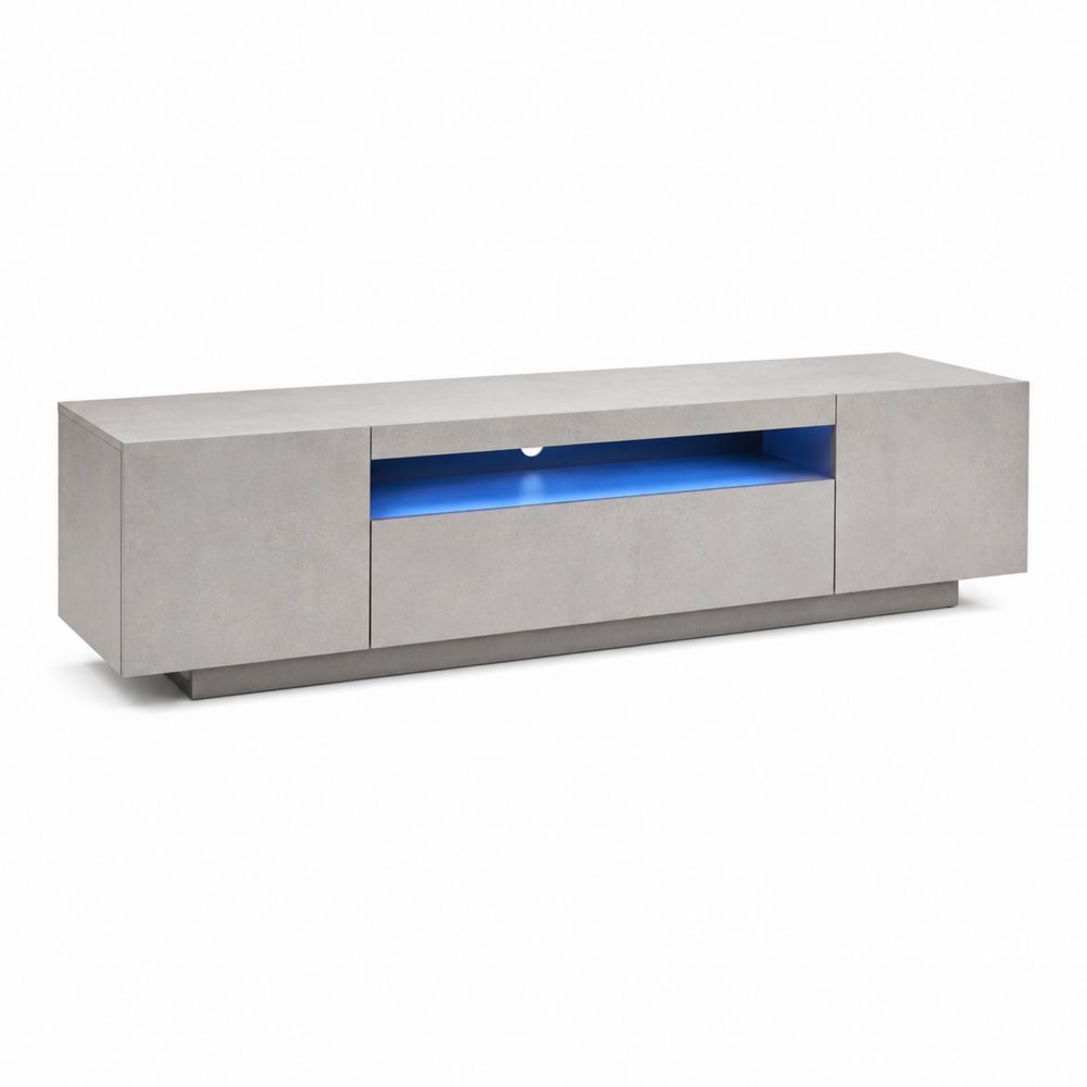 Meuble TV en MDF avec éclairage LED Gris/Bleu 160x40x35 cm-Novpitor
