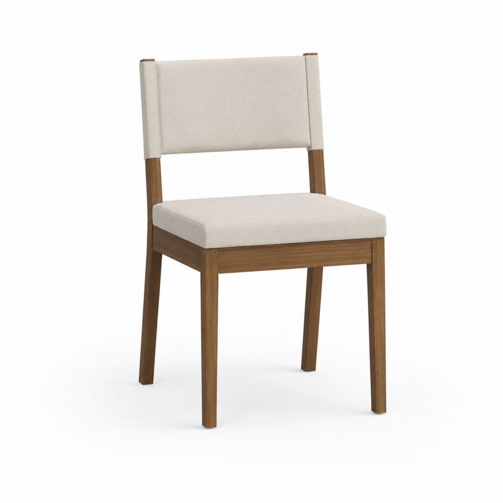 Chaise en bois et tissu beige 85x45x52 cm-Novpitor
