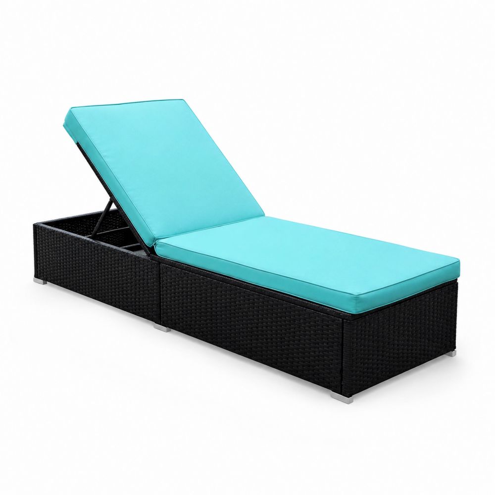 Chaise longue extérieure en résine avec coussins réglables Turquoise-Novpitor