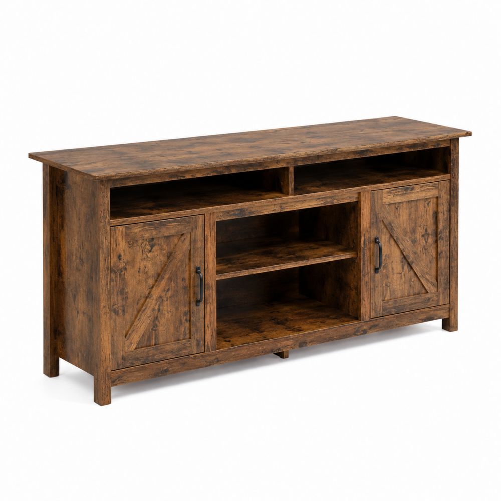 Meuble TV en bois avec portes de rangement-Novpitor