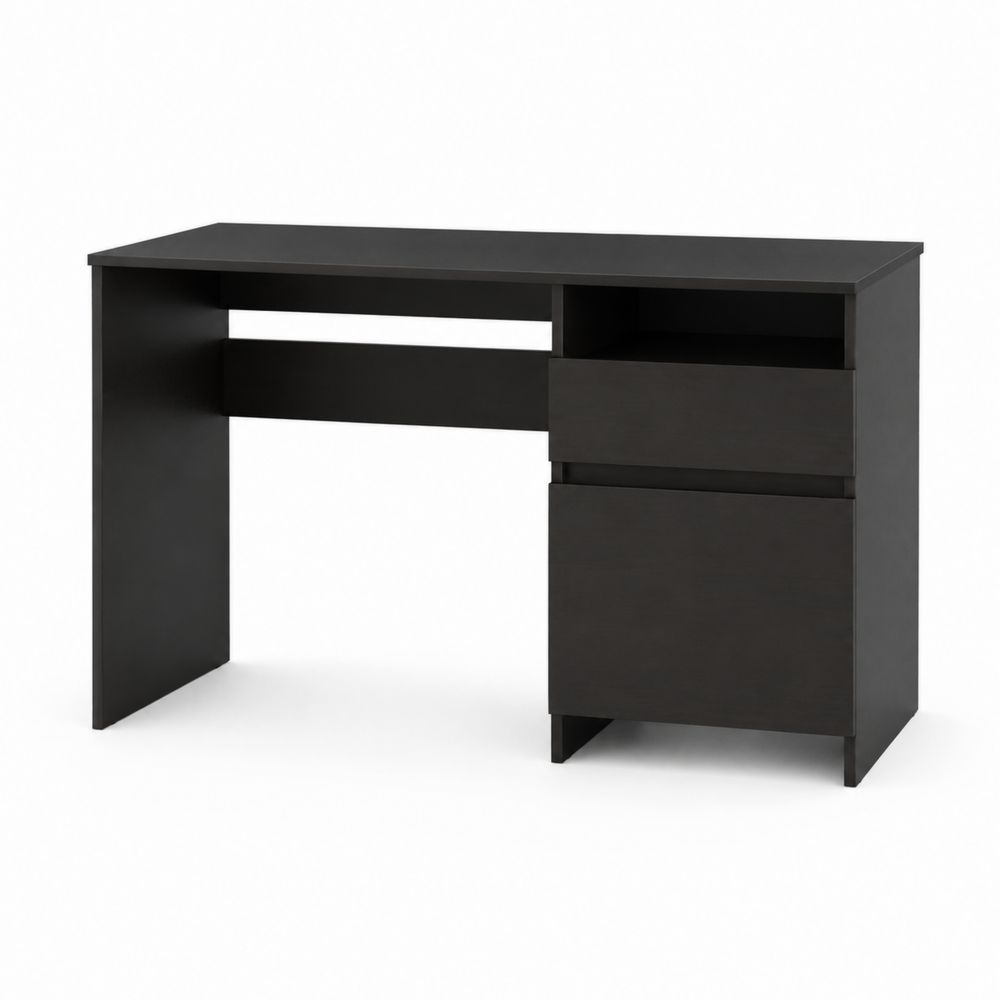 Bureau rectangulaire avec rangements en bois Noir-Novpitor