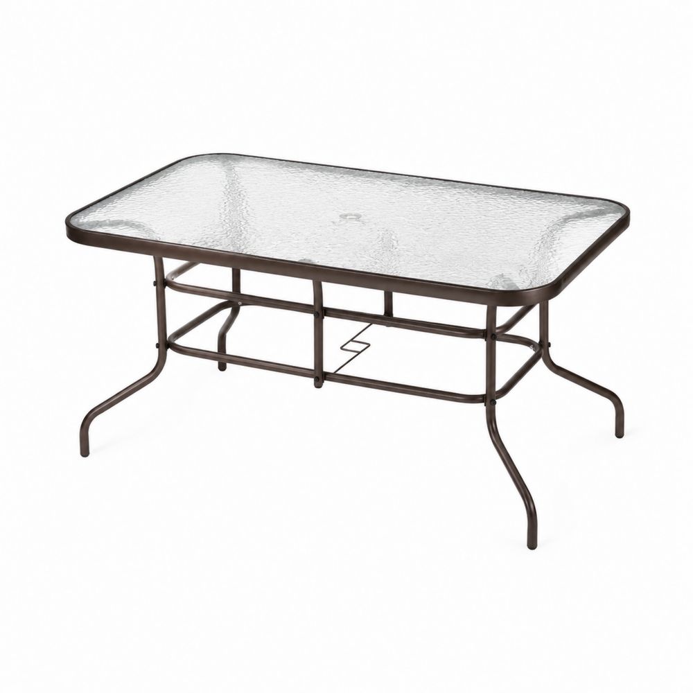 Table rectangulaire en verre et acier brun-Novpitor