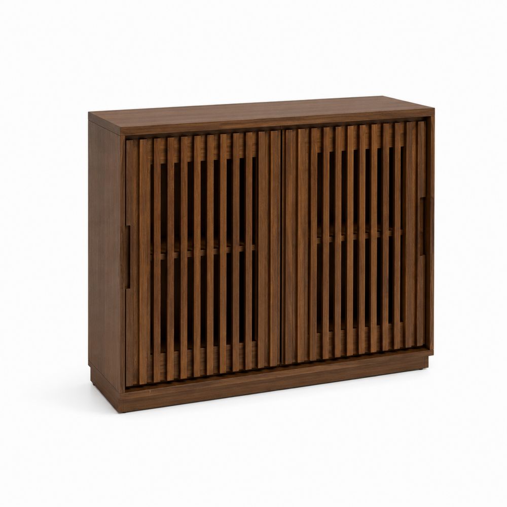 Buffet en bois de noyer avec portes coulissantes 120x40x80 cm-Novpitor