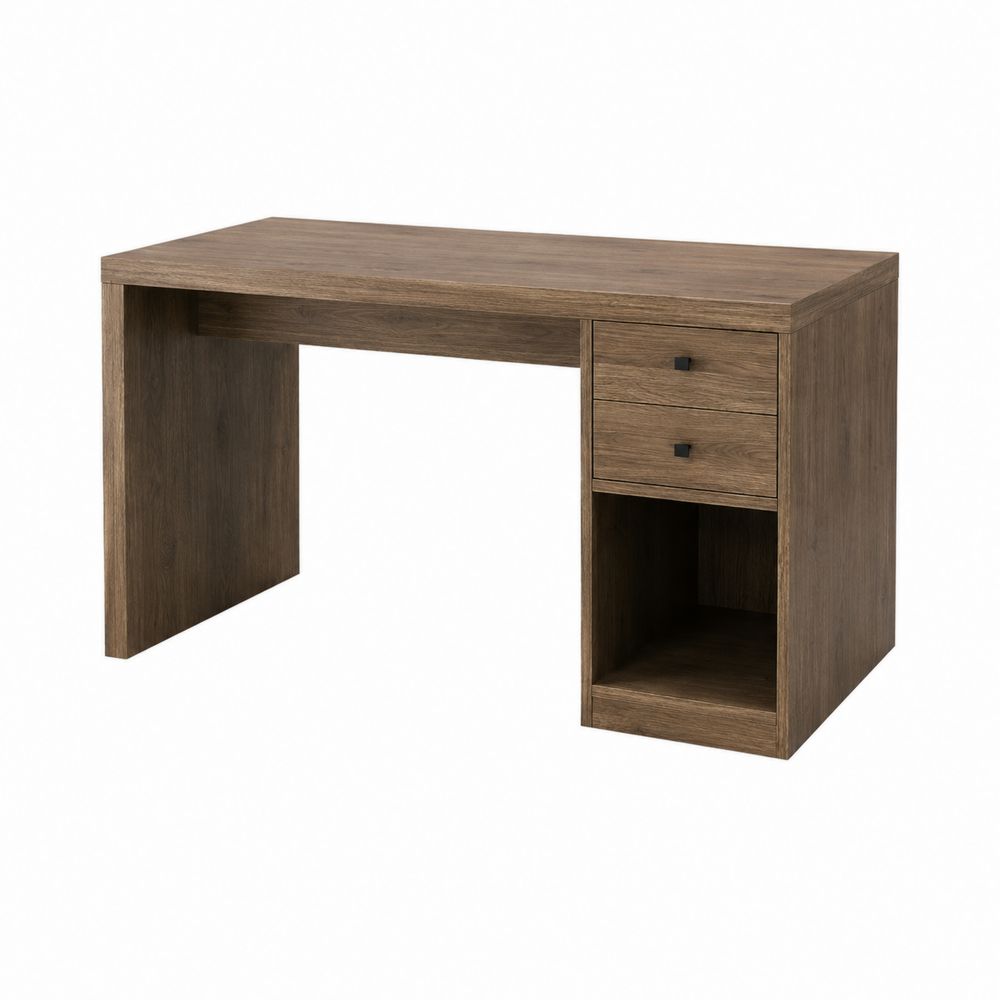 Bureau rectangulaire en bois avec tiroirs marron 140x60x75cm-Novpitor