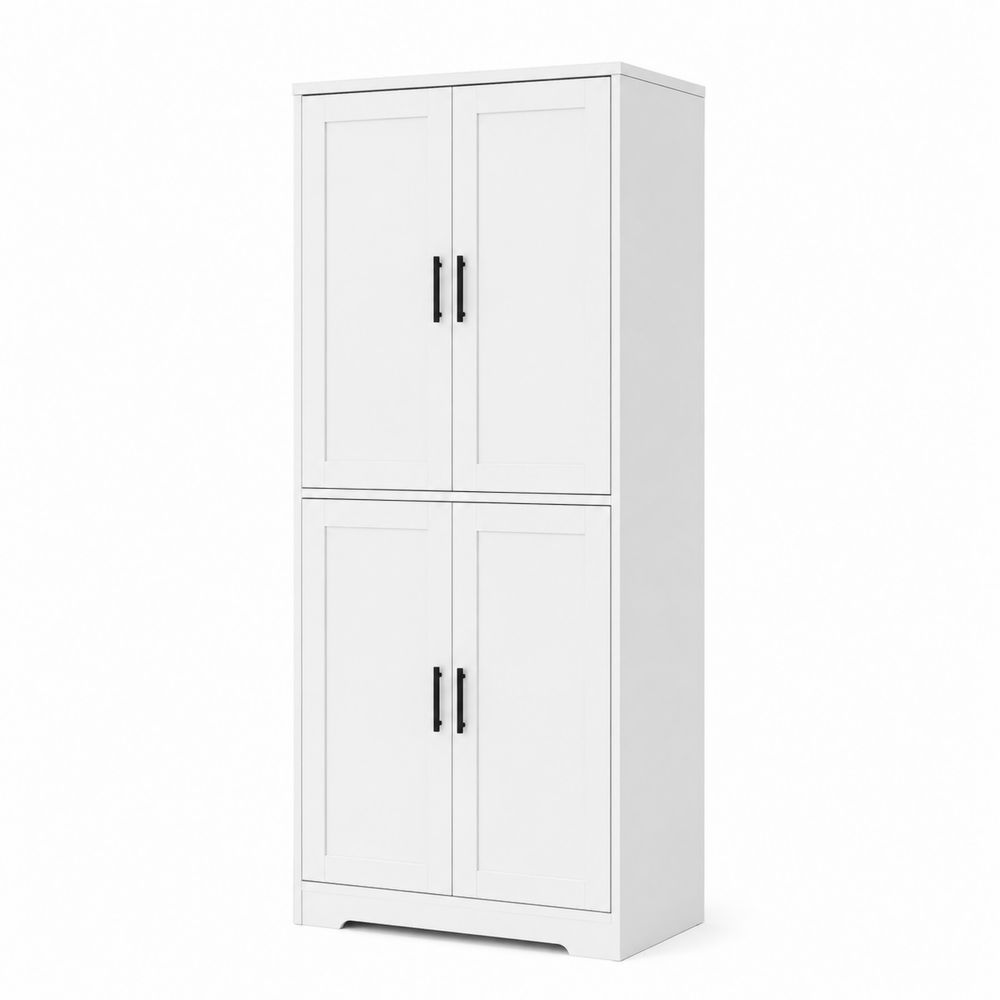 Armoire de Cuisine 4 Portes en Bois Blanc-Novpitor