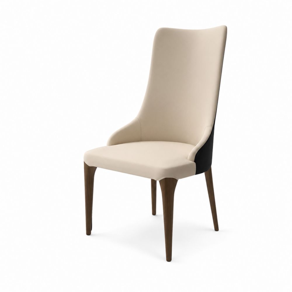 Chaise en bois et PU beige-Novpitor