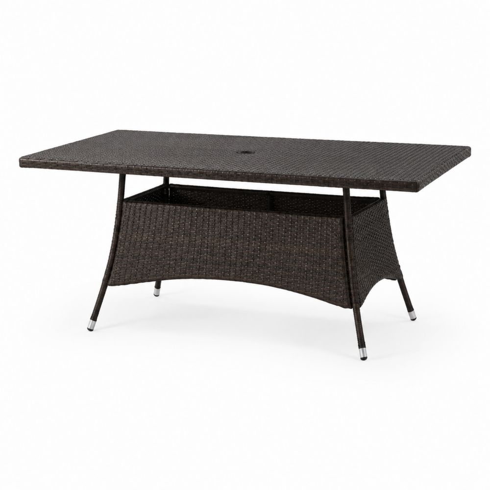 Table de repas extérieure en métal et résine Marron 190x90x75 cm-Novpitor