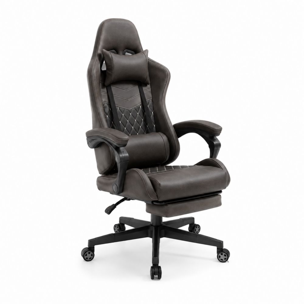 Chaise de bureau en cuir synthétique avec repose-pieds-Novpitor