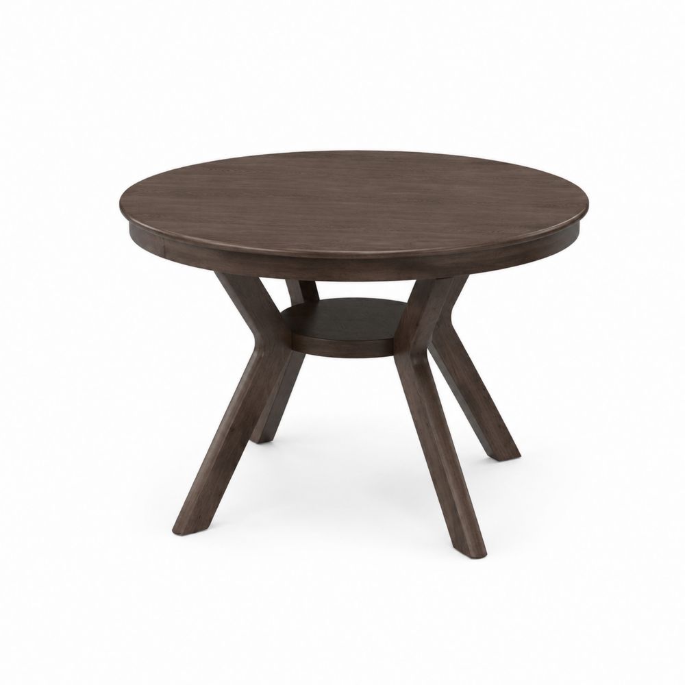 Table ronde en bois d'hévéa marron 120 cm-Novpitor
