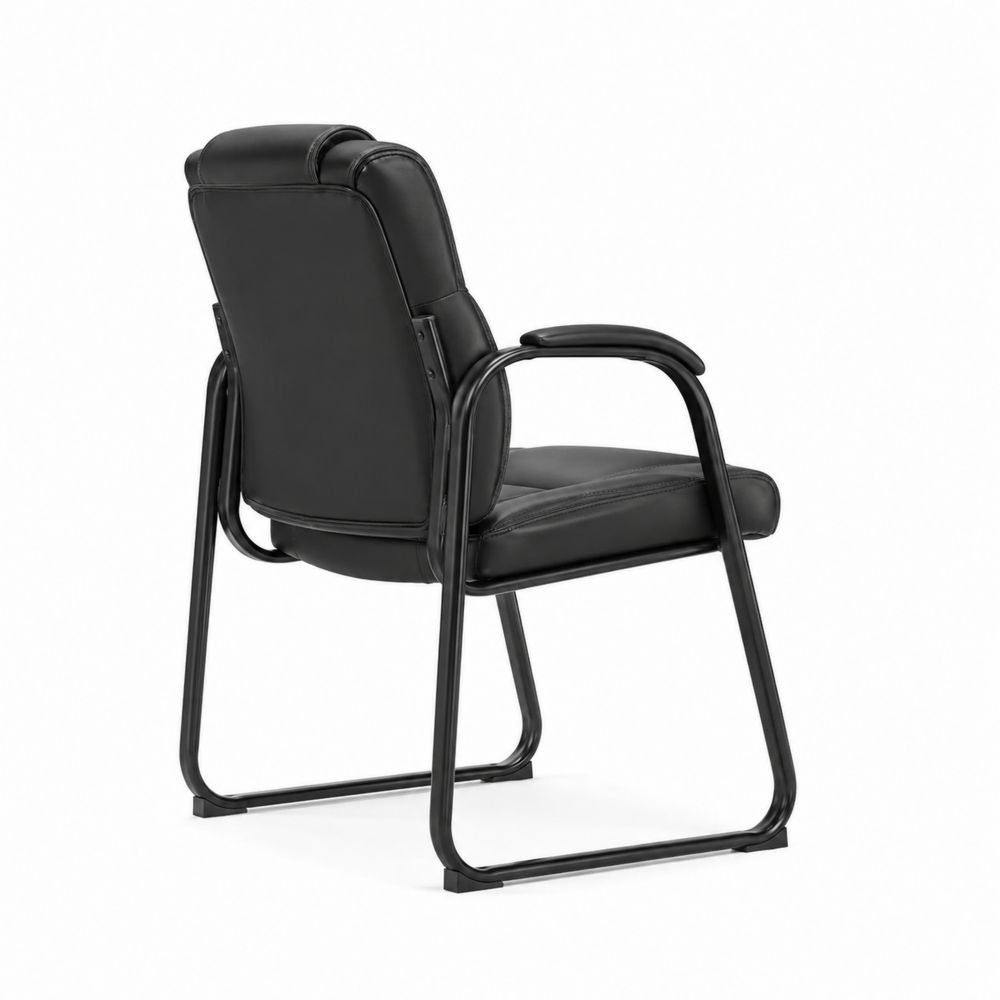 Chaise de bureau en métal avec similicuir Noir-Novpitor