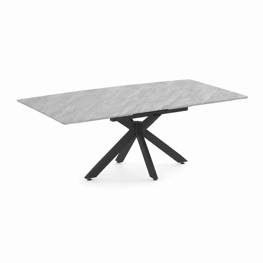 Table à manger rectangulaire en marbre et pieds en métal 180x90 cm-Novpitor