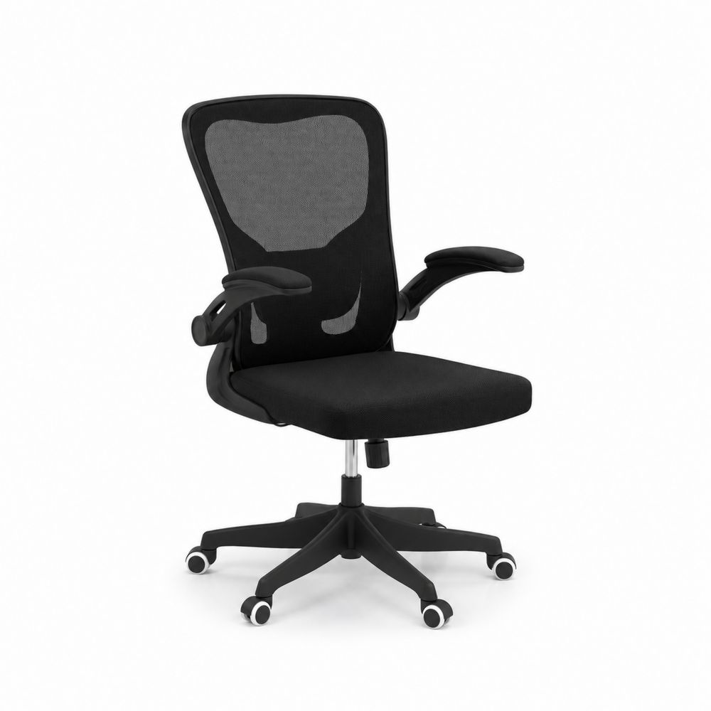 Chaise de bureau en maille noire avec dossier réglable-Novpitor